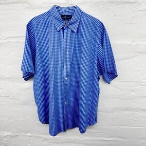 Polo Ralph Lauren Short Sleeve Button Down Mens 2X Blue Check Navy  Pony
